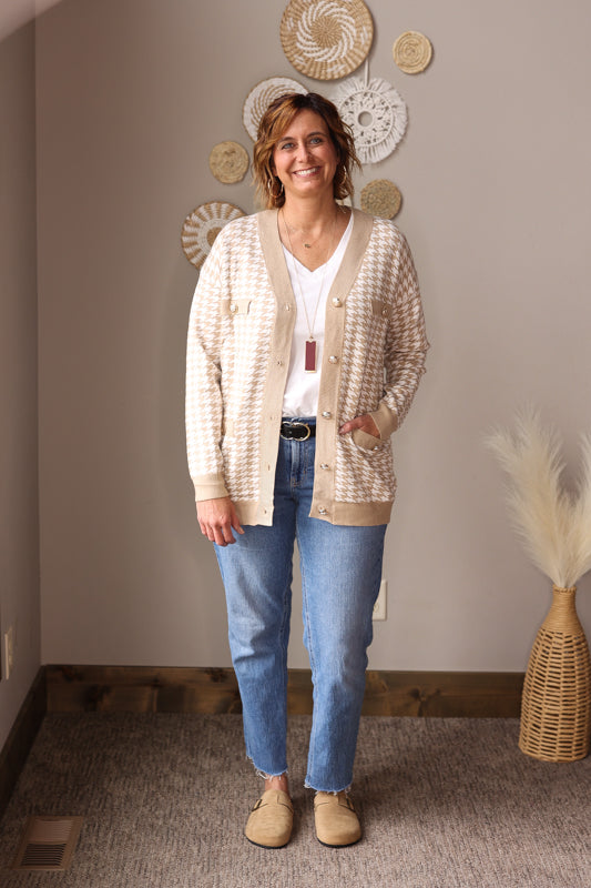 Khaki Houndstooth Pocket