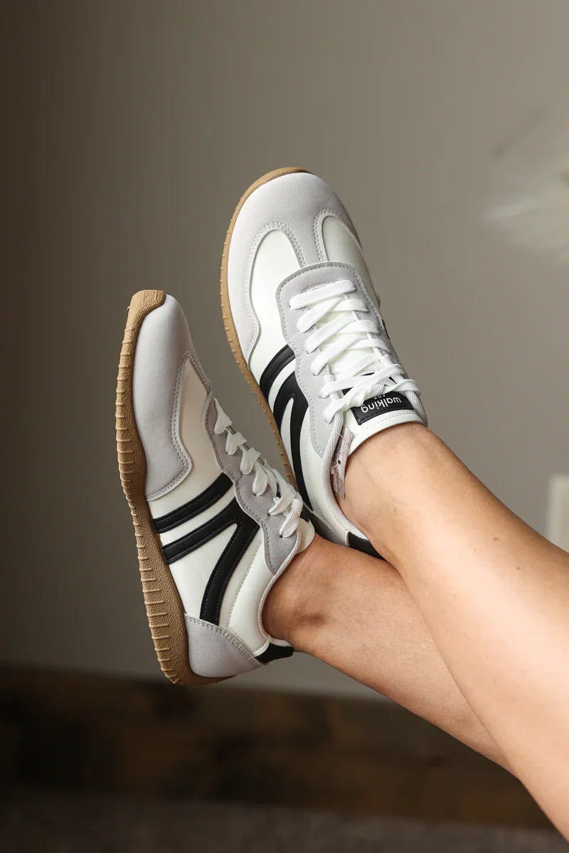 black white gum sole sneaker for everyday comfort mom outfits