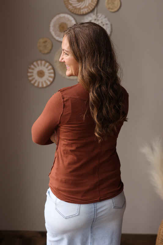 Chestnut Raw Seam Top