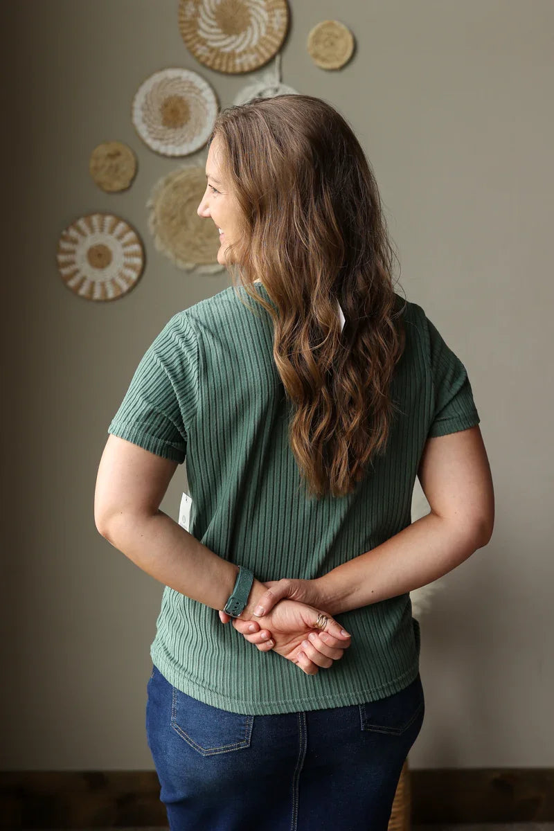 eldergreen ribbed lounge short sleeve top back