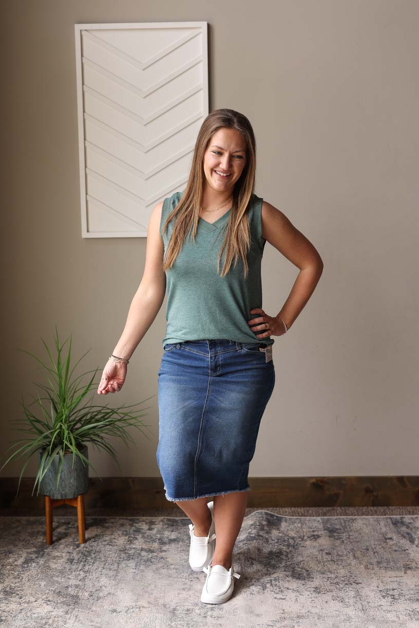 Mist Green Ribbed Tank