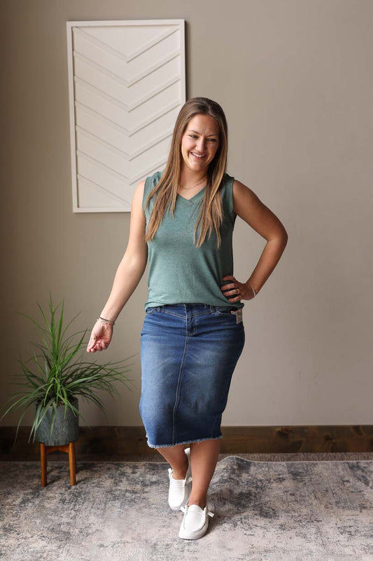 Mist Green Ribbed Tank