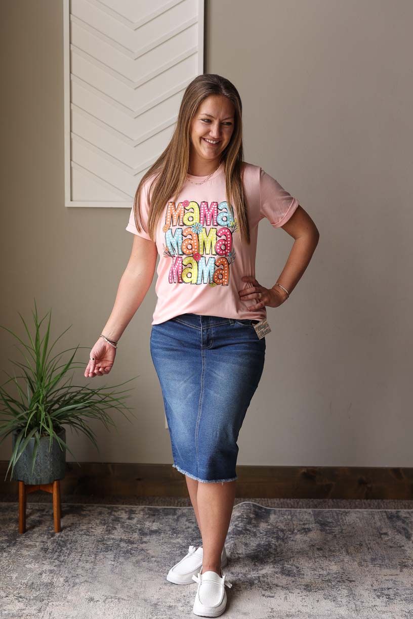 Peach "Mama" Tee; S-2XL PLUS