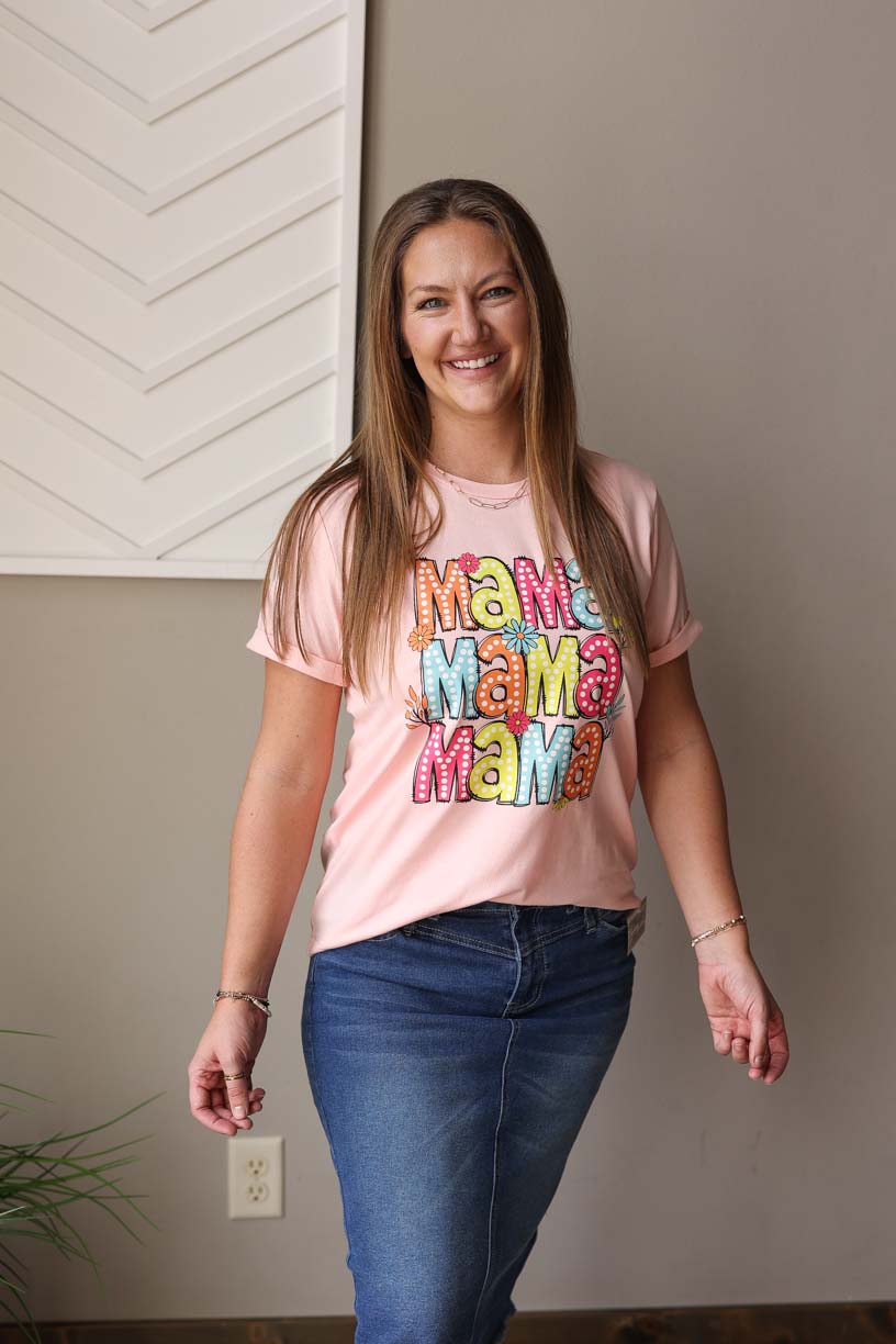 Peach "Mama" Tee; S-2XL PLUS