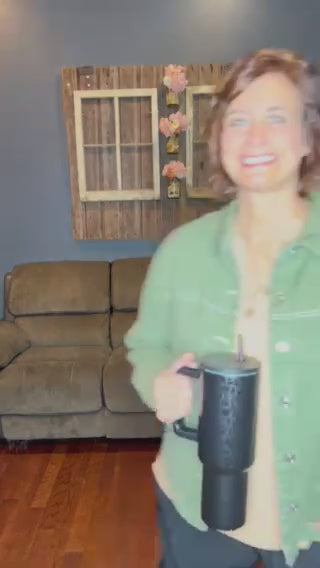 Smoke Green Patch Pocket Denim Jacket