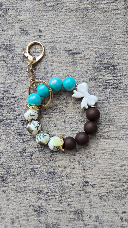 White Bow Silicone Bead Wristlet