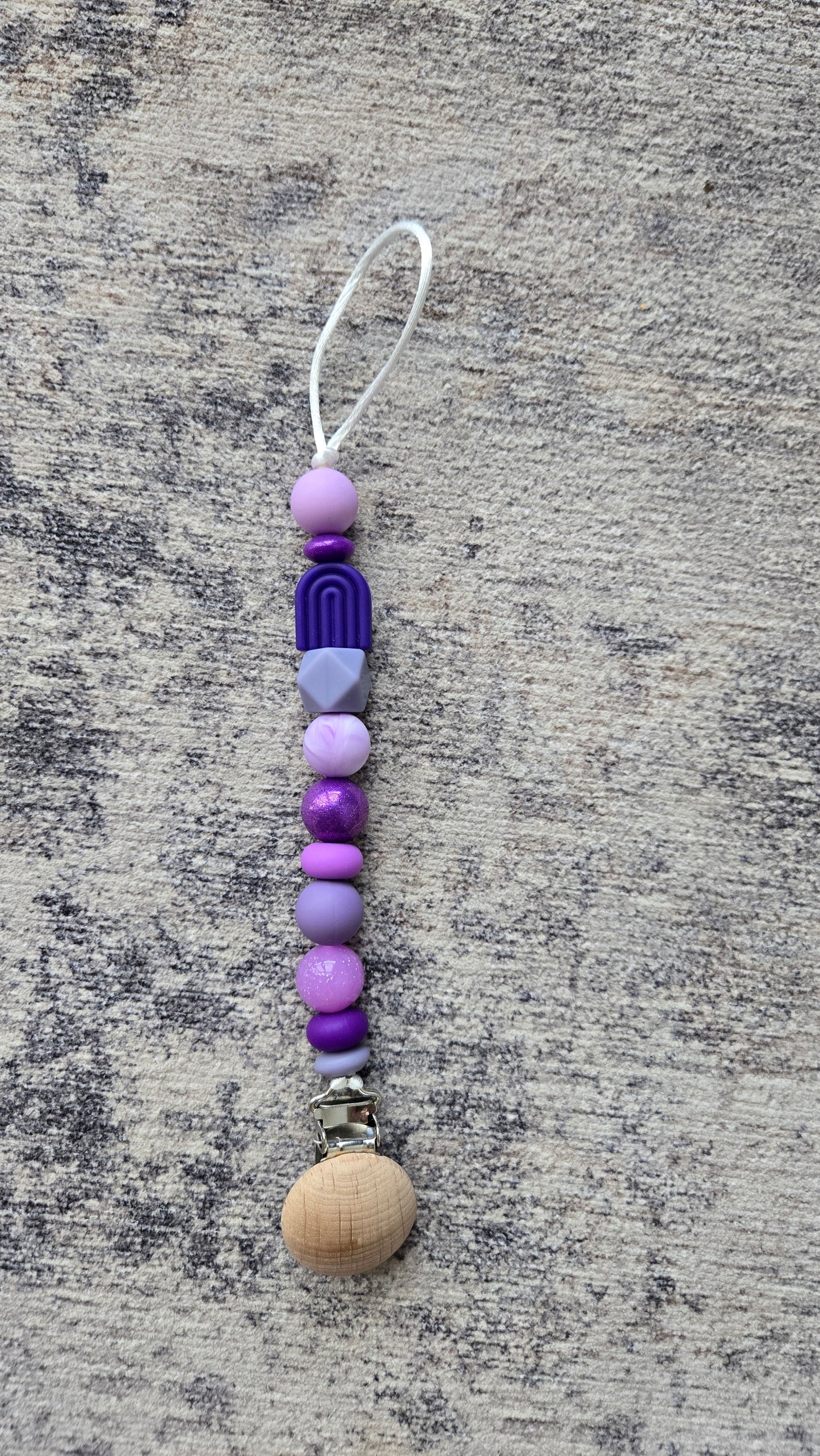 Purple Rainbow Silicone Bead Paci Clip