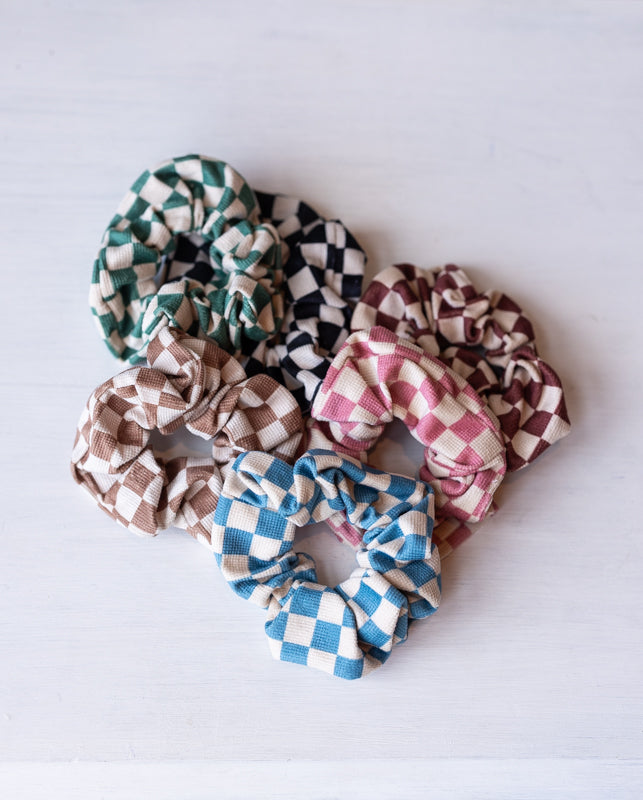 Checkered Hair Scrunchie - Multiple Colors