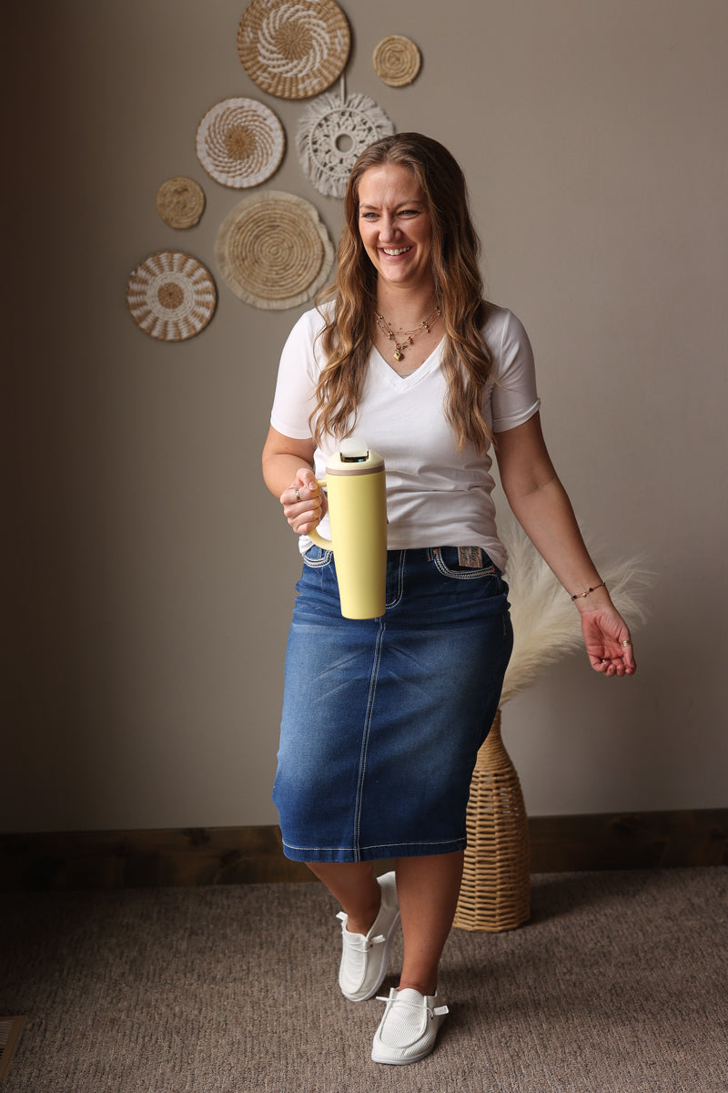 Staple White V-Neck Short Sleeve Layering Tee