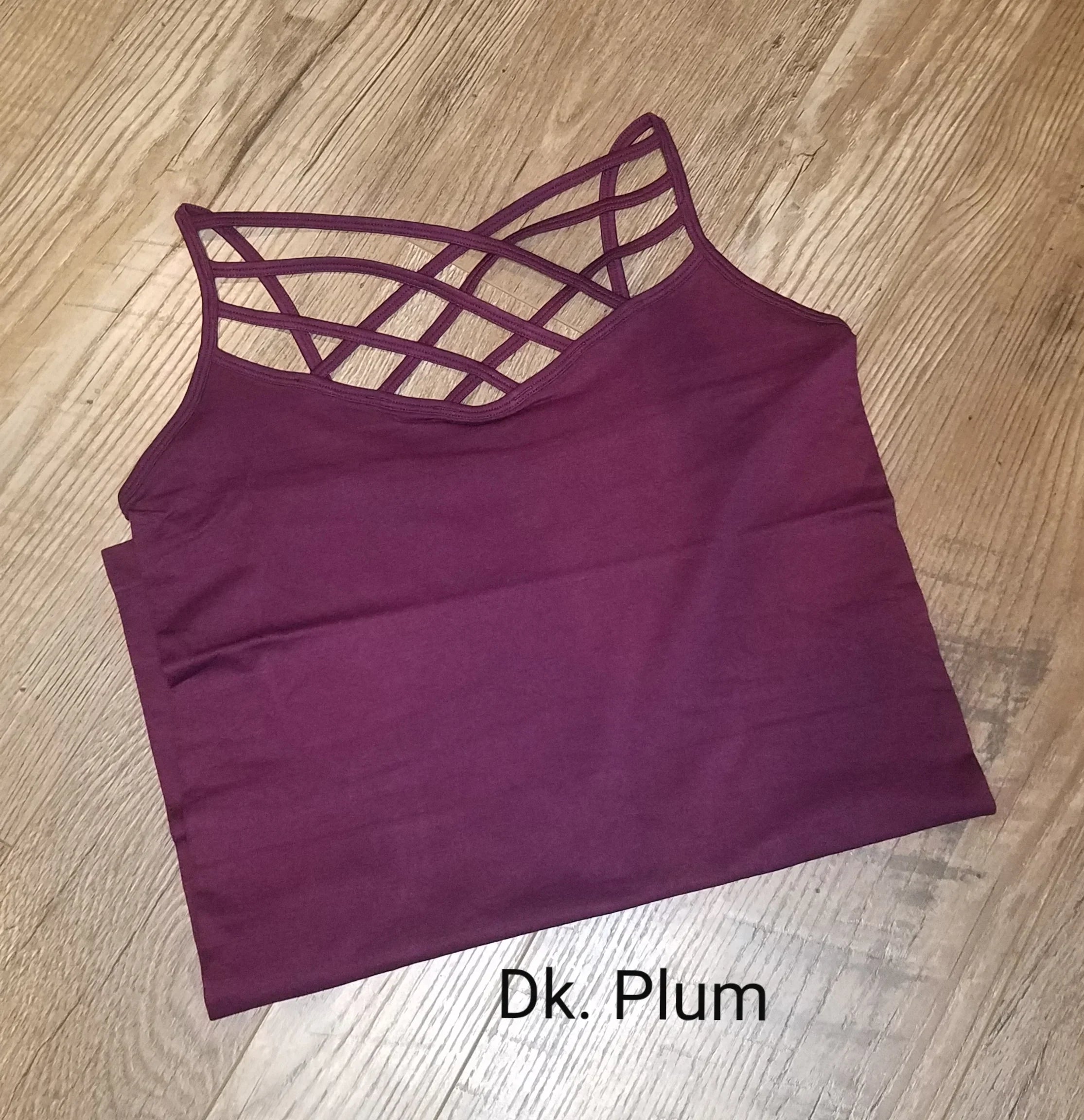 Criss Cross Dark Plum Seamless Long Boutique Tank Tops Classy Closet Shop