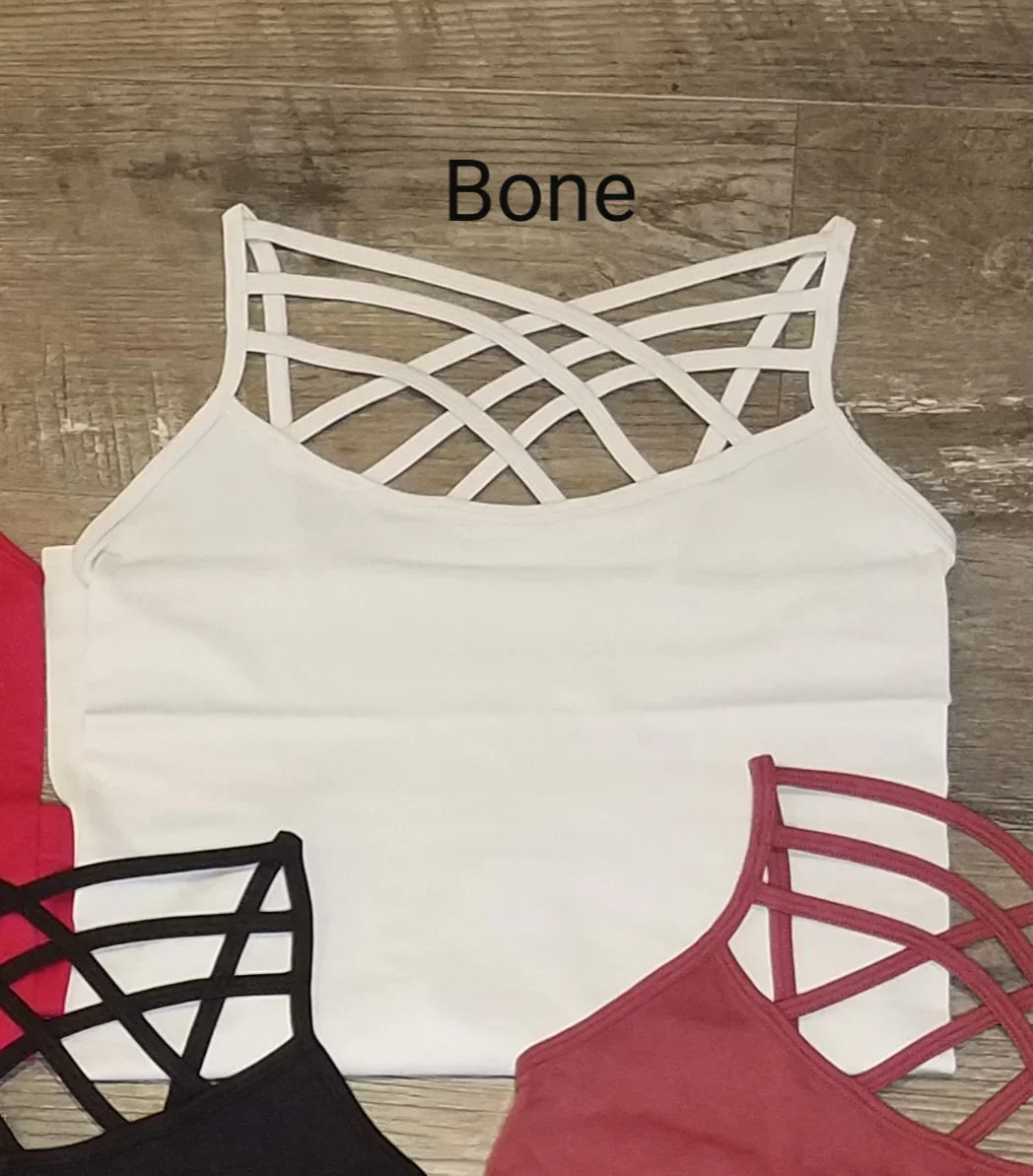 Criss Cross Bone Seamless Long Boutique Tank Tops Classy Closet Shop