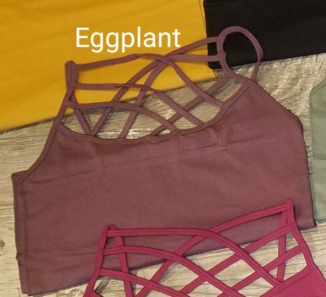 Eggplant Criss Cross Seamless Long Boutique Tank Tops Classy Closet Shop