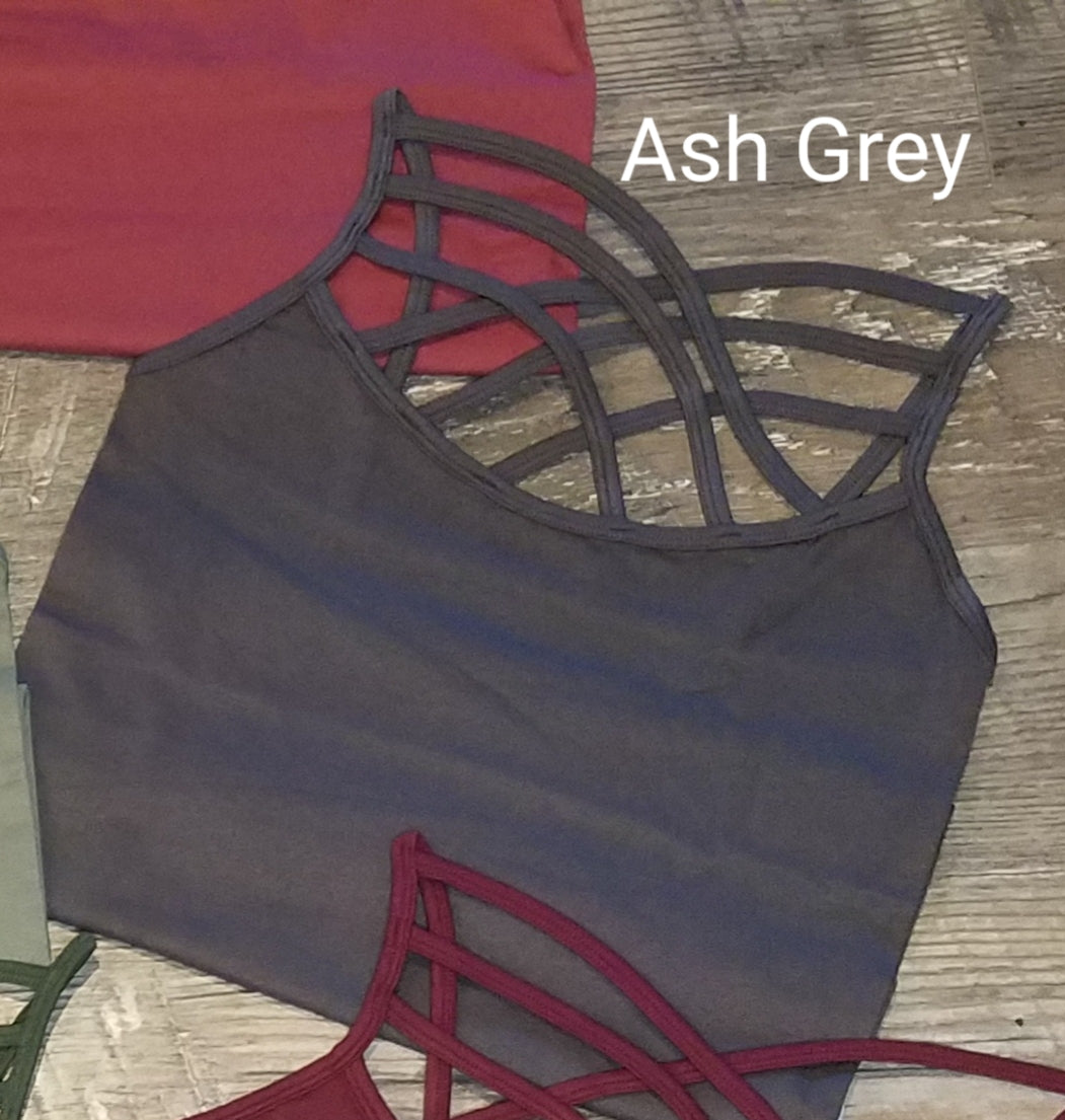 Ash Grey Criss Cross Seamless Long Boutique Tank Tops Classy Closet Shop
