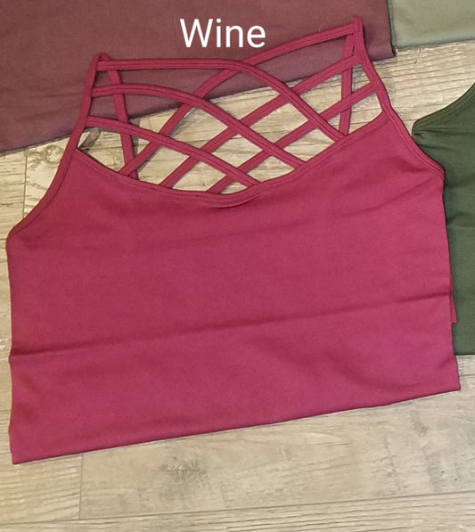 Wine Criss Cross Seamless Long Boutique Tank Tops Classy Closet Shop