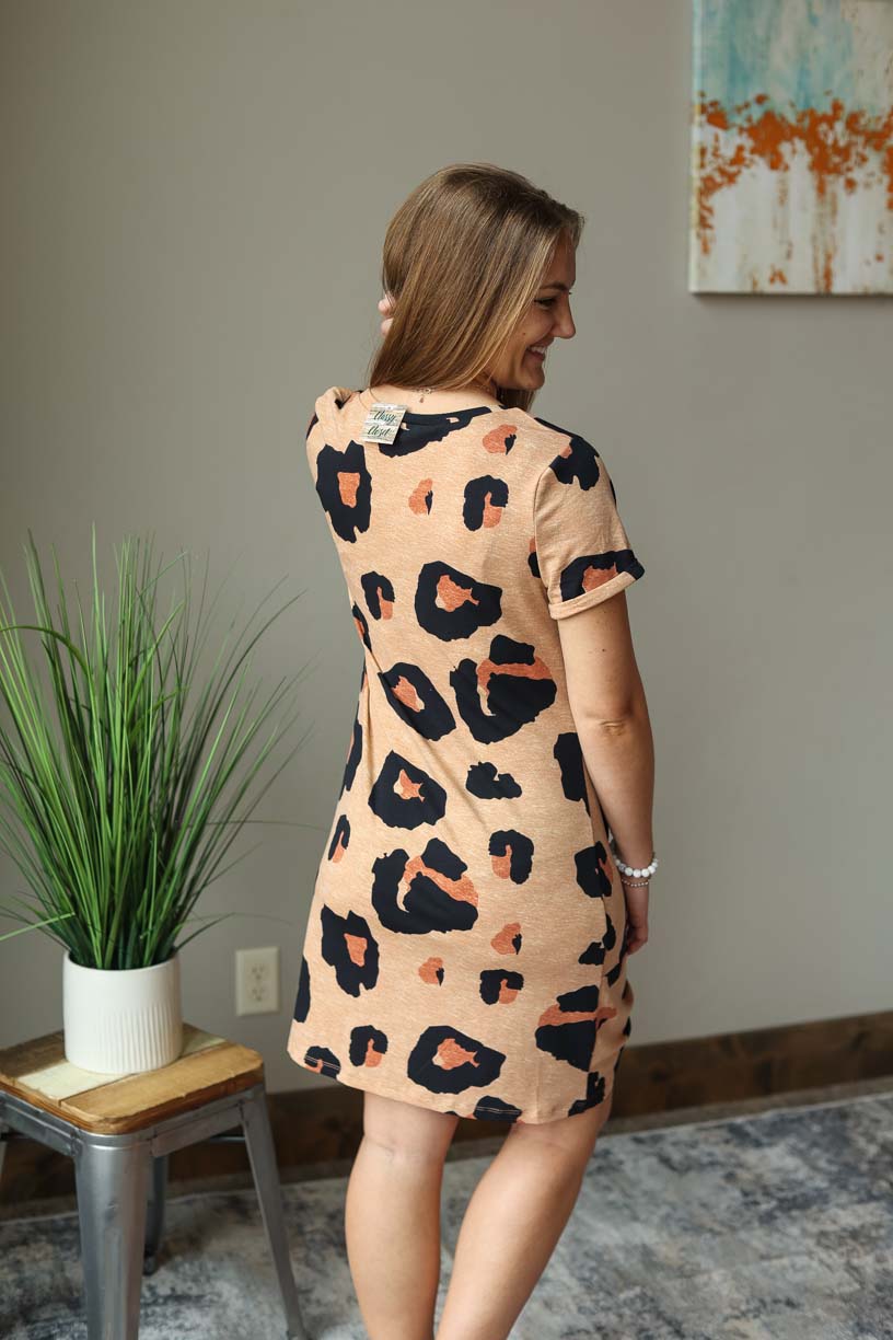 Leopard T-Shirt Dress - the perfect go-to dress for summer days! Featuring an eye-catching animal print casual summer dress. Classy Closet WOmen's Everyday Boutique
