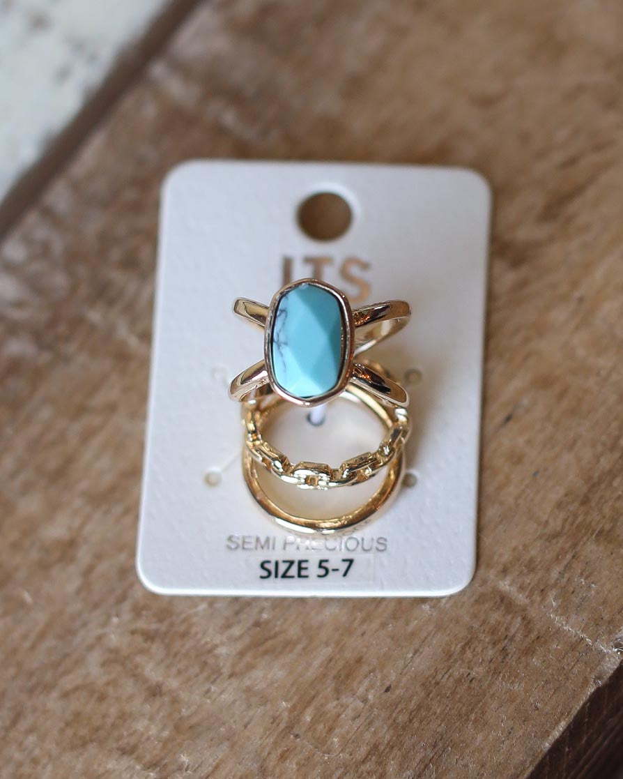 Turquoise 3 piece fashion ring set Classy Closet Online Boutique Near Me for Gift Ideas in 2022