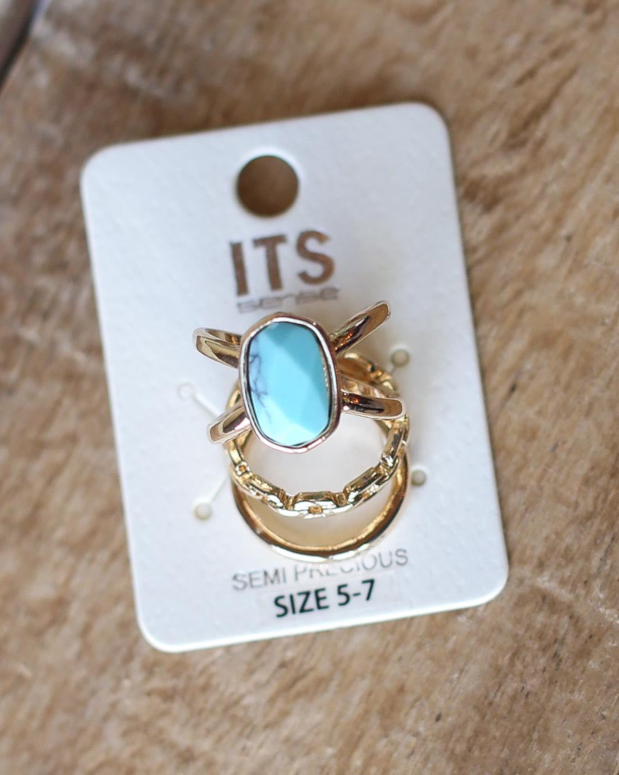 Turquoise 3 piece fashion ring set Classy Closet Online Boutique Near Me for Gift Ideas in 2022