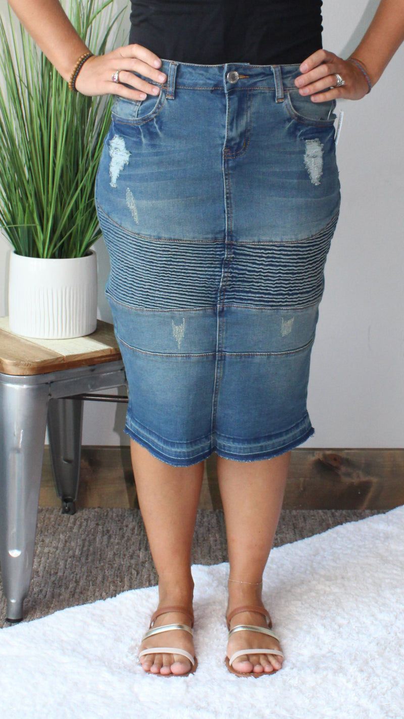 Pairing the Distressed Denim Skirt
