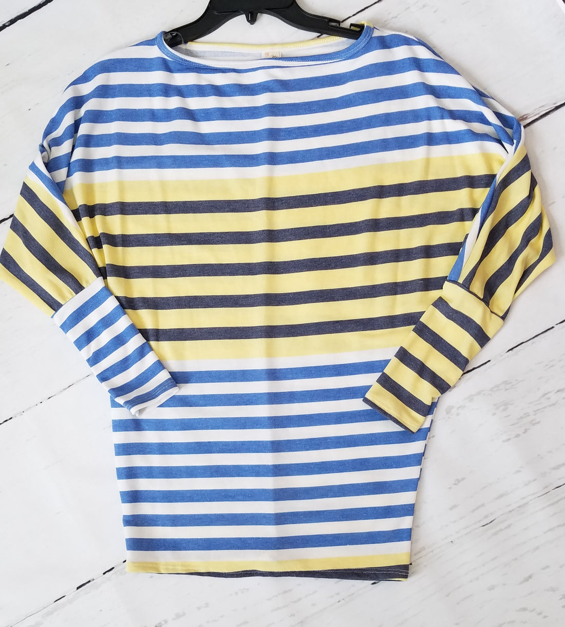 Blue Yellow Striped Dolman Boutique Shirt