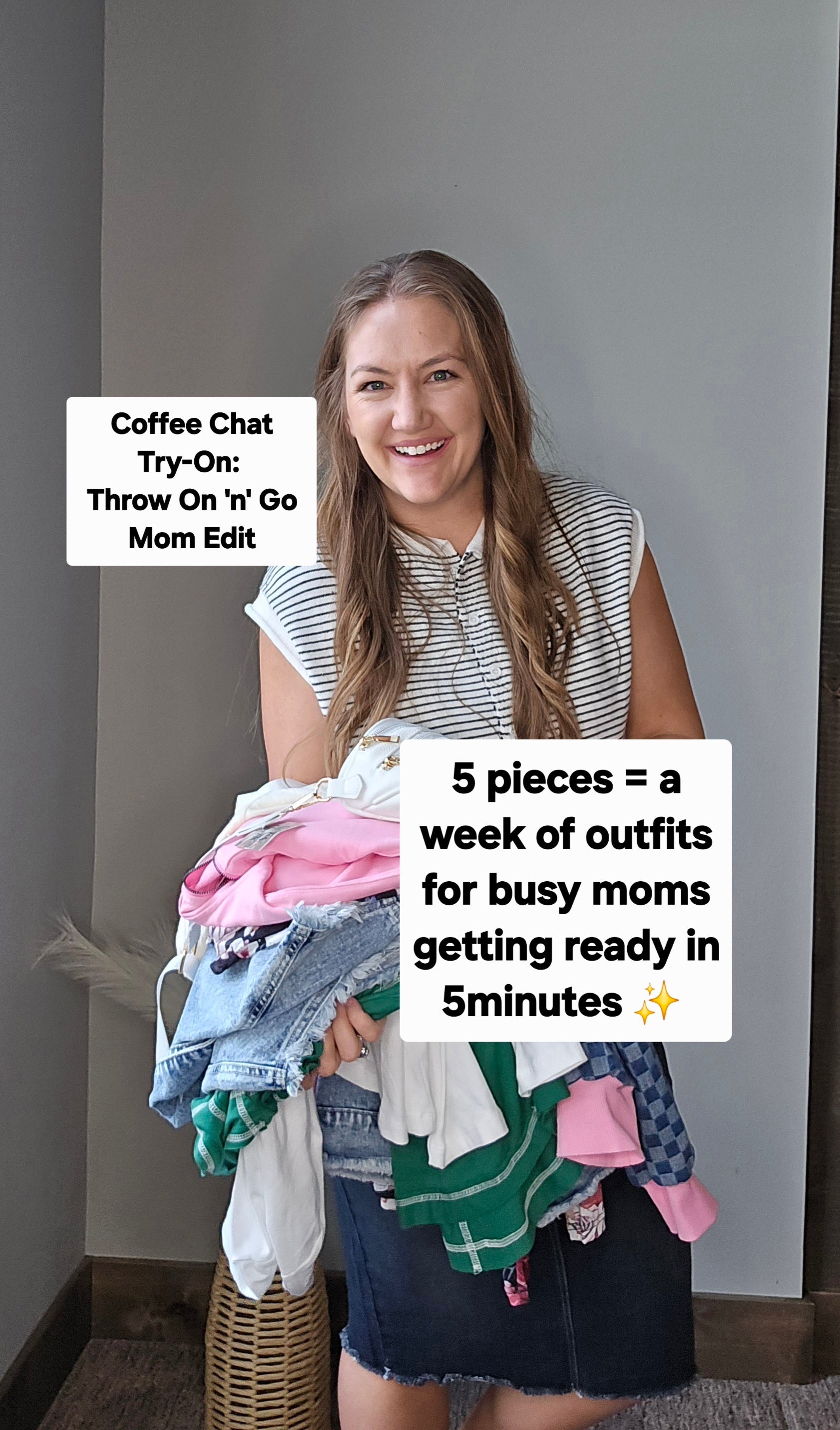 5 Pieces = a week of spring outfits for busy moms
