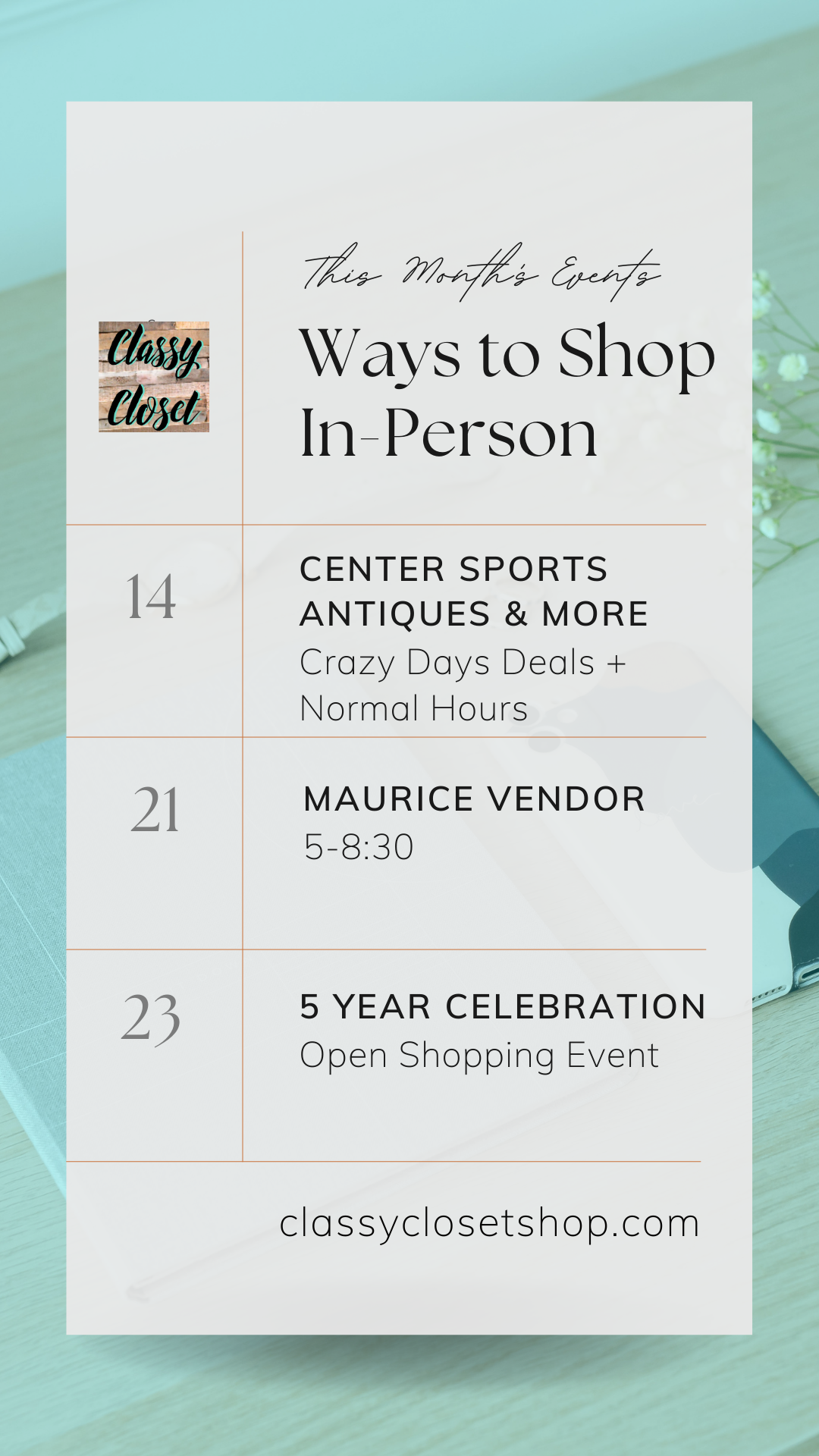 Upcoming Shopping Events