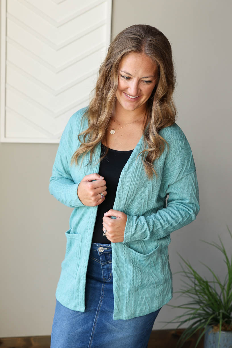 Effortless Style: How to Wear Our Blue Textured Cardigan (Without the Snags!)