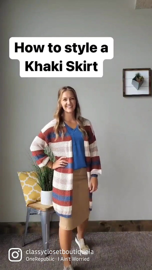 How to Style a Khaki Skirt