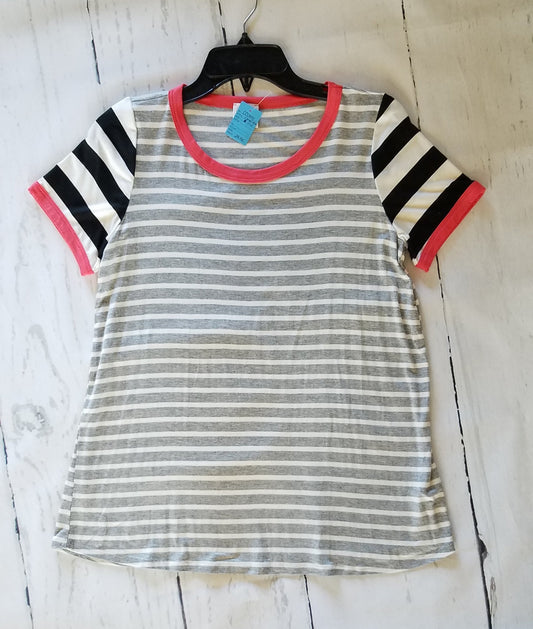 Coral Trim Contrast Striped Boutique Shirt
