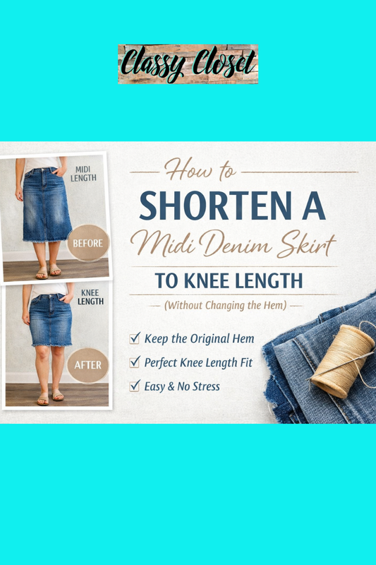 How to Shorten a Midi Denim Skirt to Knee Length (Without Changing the Hem)