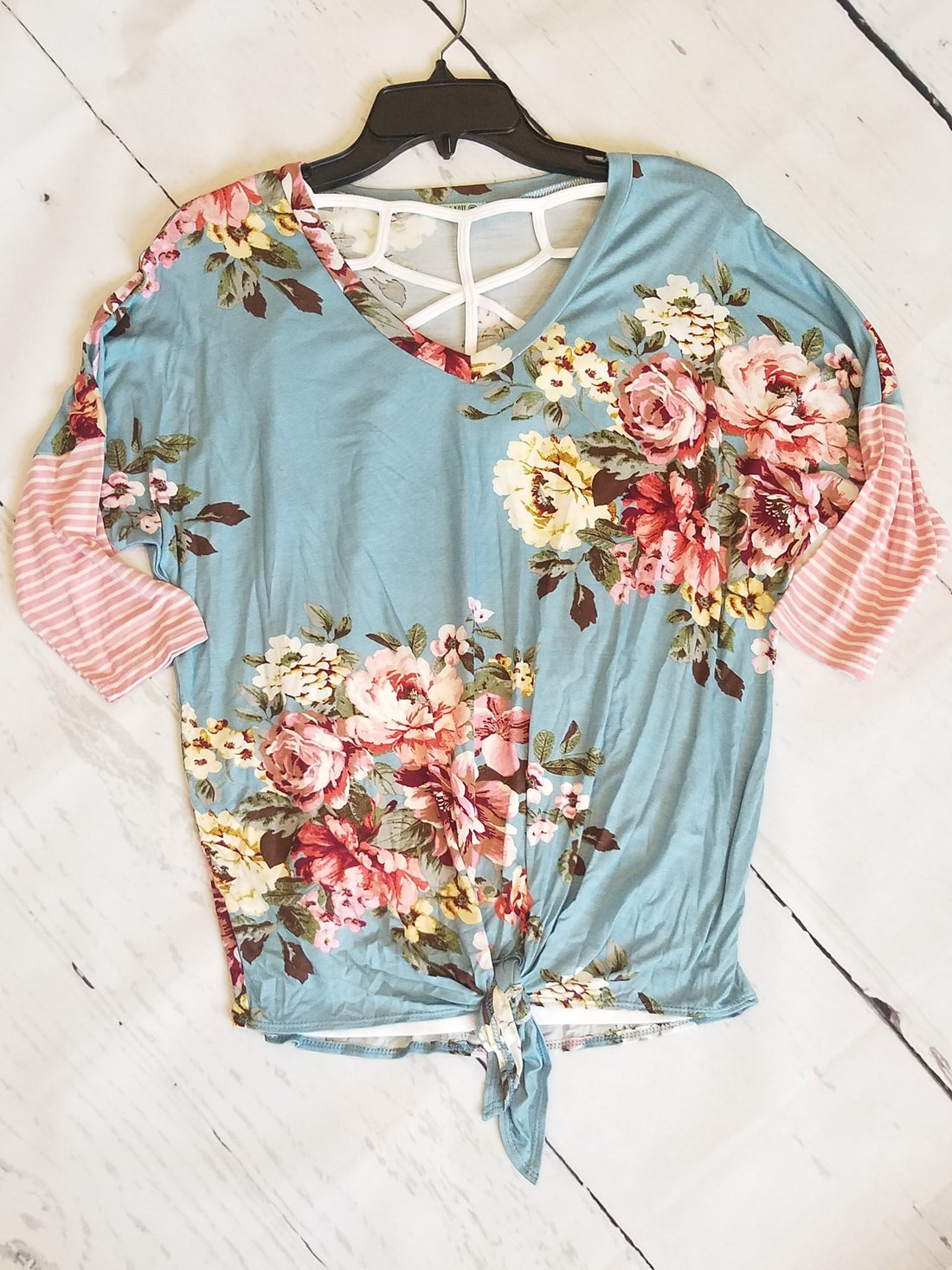 Pretty Spring Blue and Pink Floral Women's Shirt