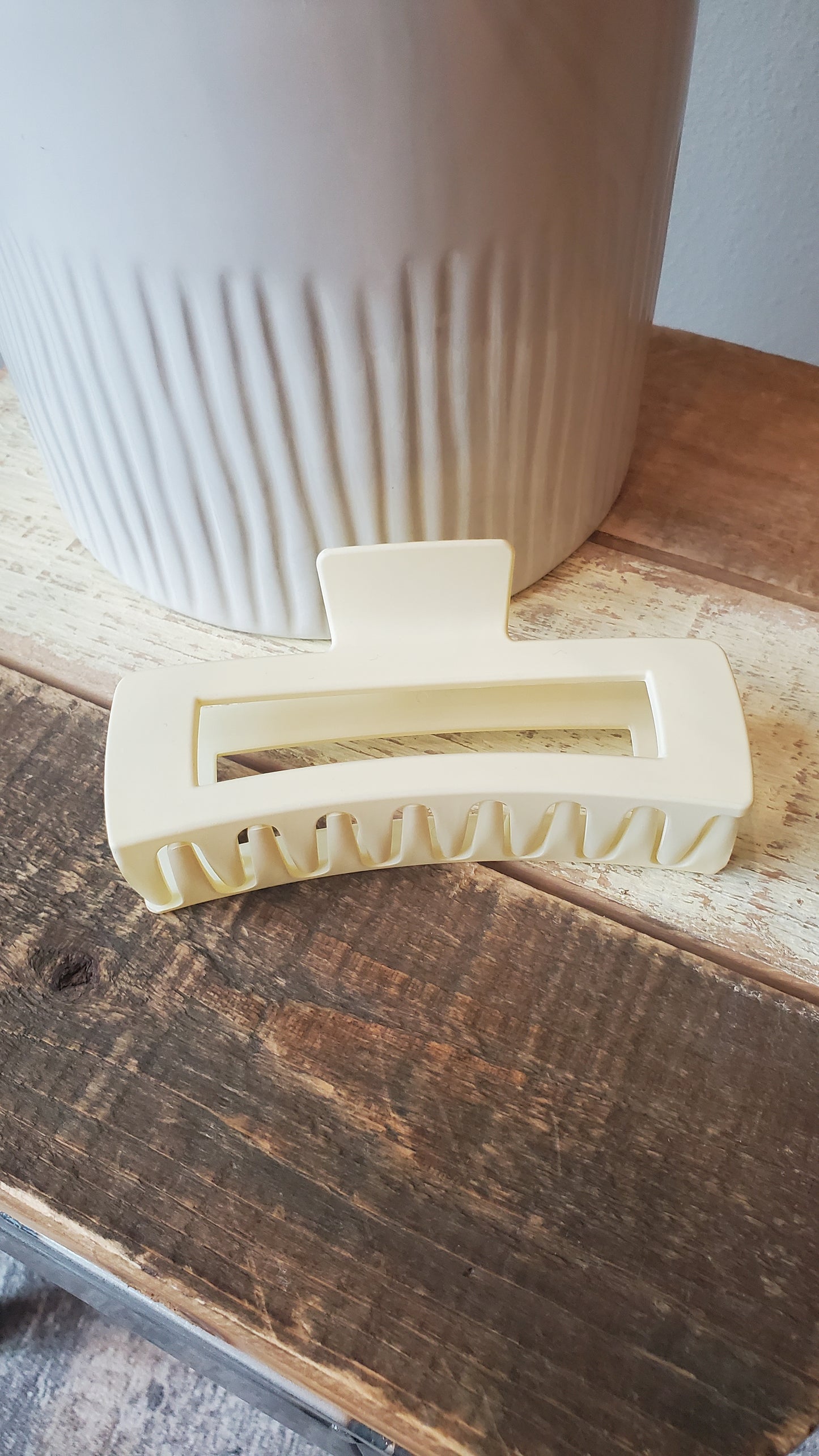 XL Rectangle Hair Claw Clip, 5 inch, Ivory