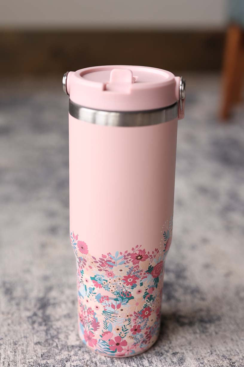 Floral Pink 30 oz Stainless Tumbler