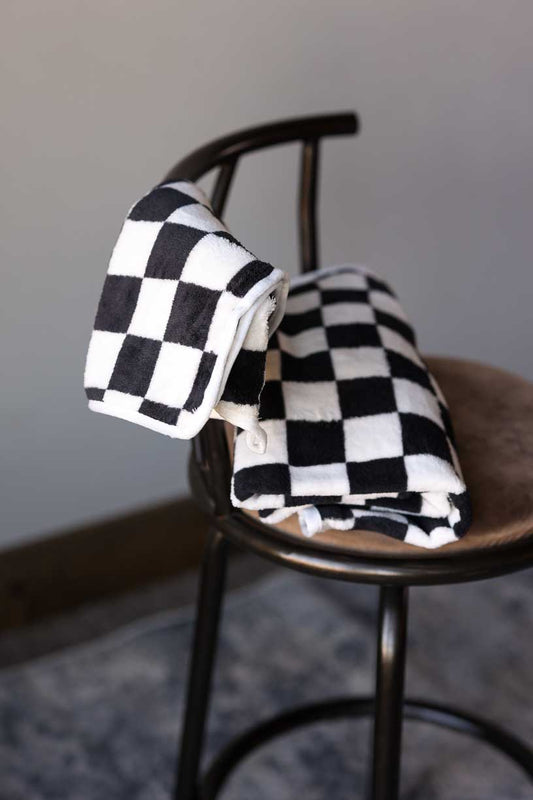 Black Checkerboard Youth Bath & Hand Towel Set