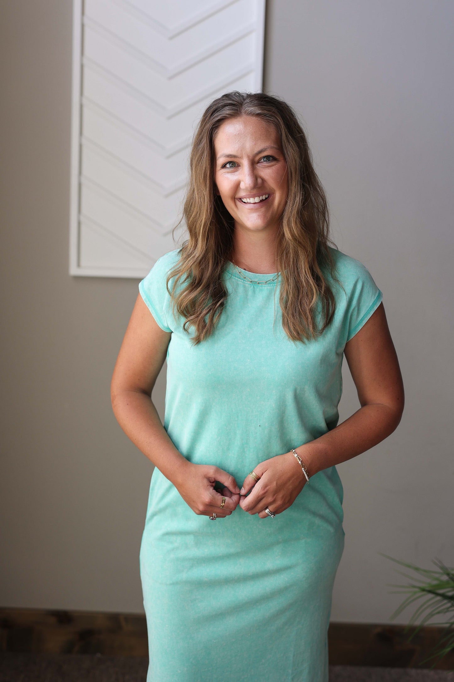 Aqua Mineral Wash Pocketed Maxi Dress