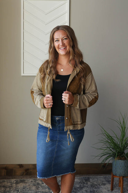 Jungle Green Quilted Hooded Jacket, L, XL, 2XL PLUS