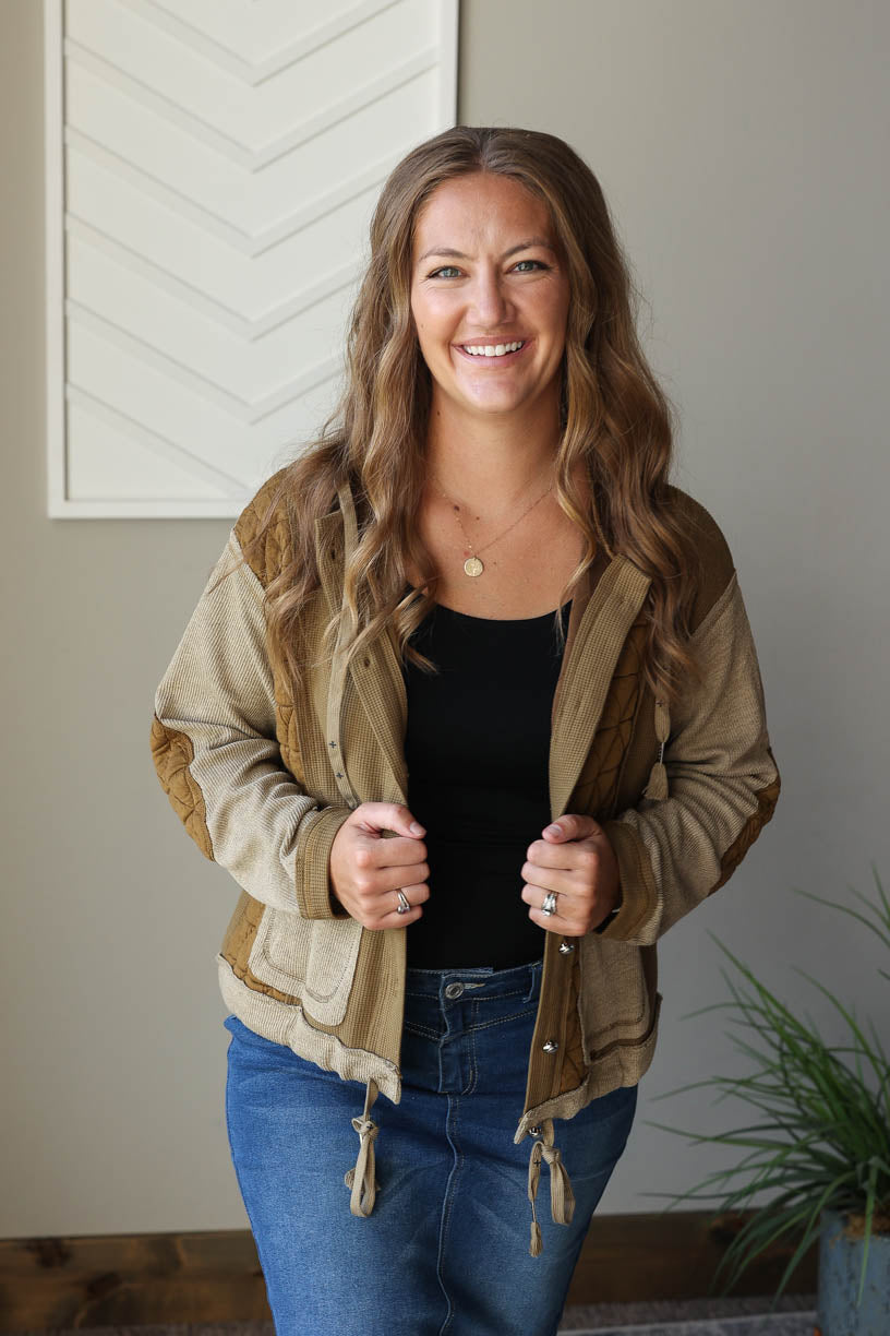 Jungle Green Quilted Hooded Jacket, L, XL, 2XL PLUS