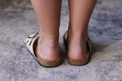 Tan Double Buckle Slide Sandal Shoe