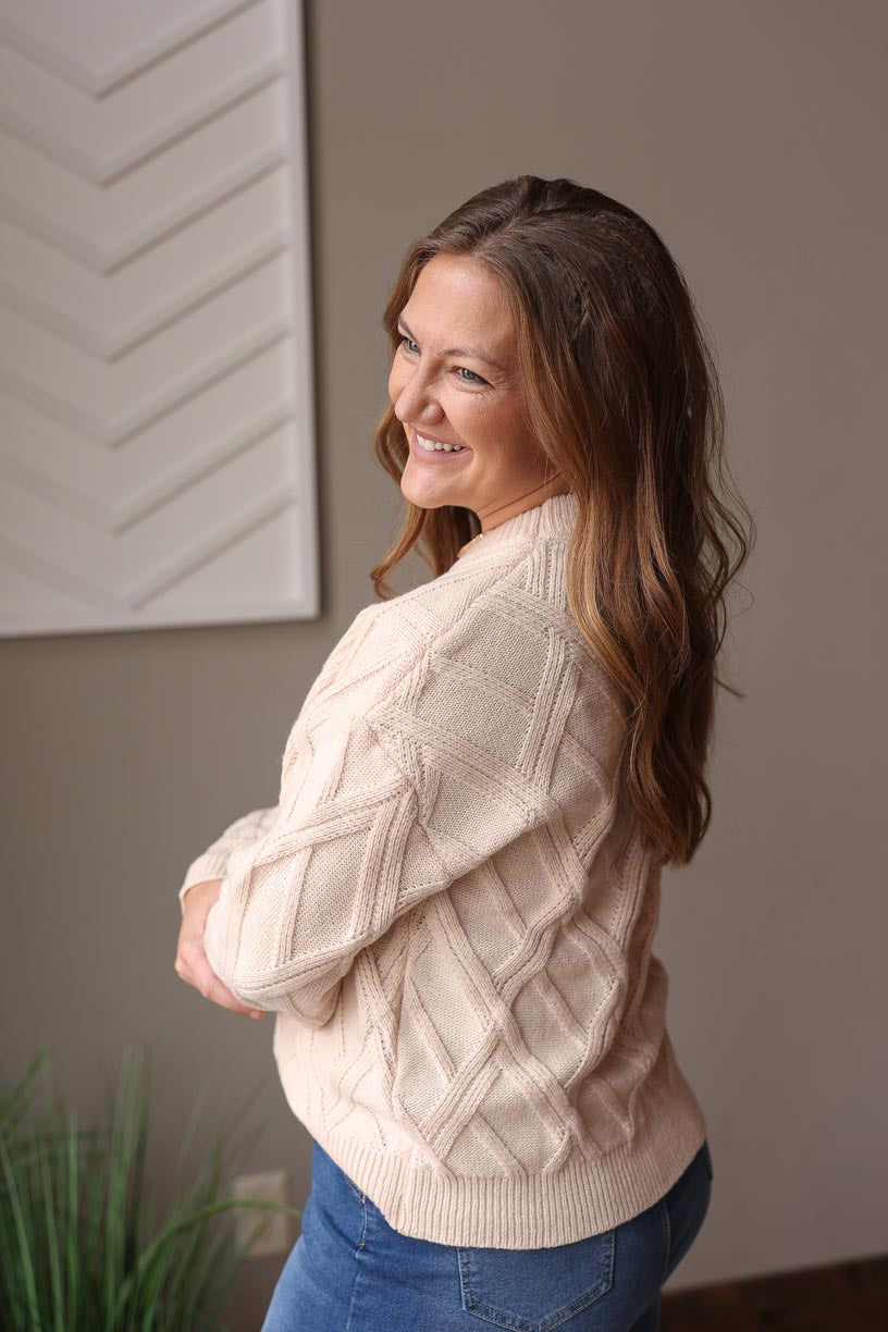 Beige Diamond Pattern Sweater