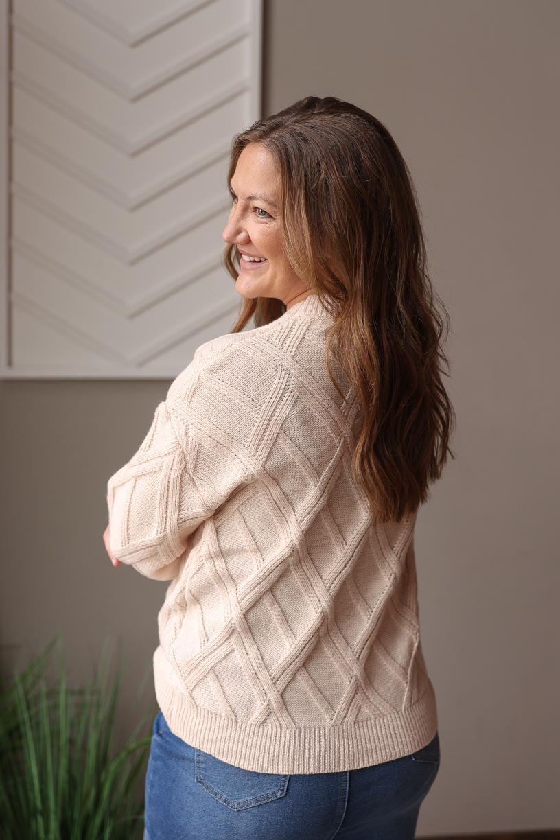 Beige Diamond Pattern Sweater