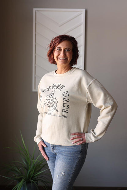 Natural "One Tough Mama" Sweatshirt; S-2XL PLUS