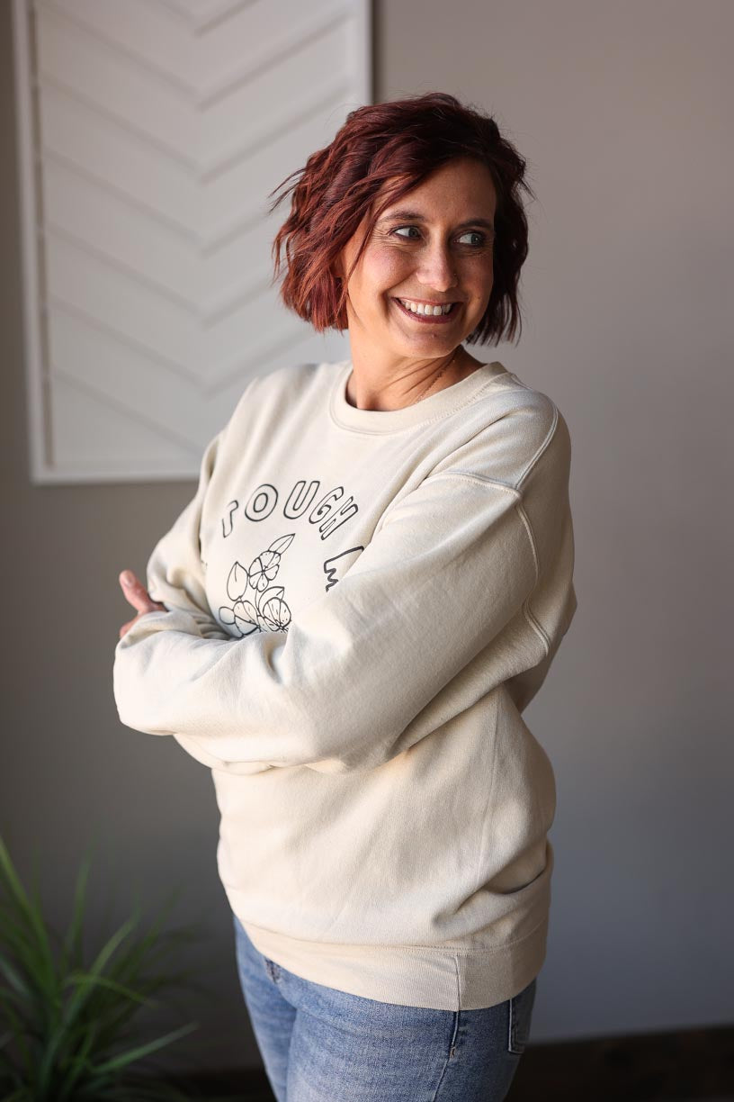 Natural "One Tough Mama" Sweatshirt; S-2XL PLUS