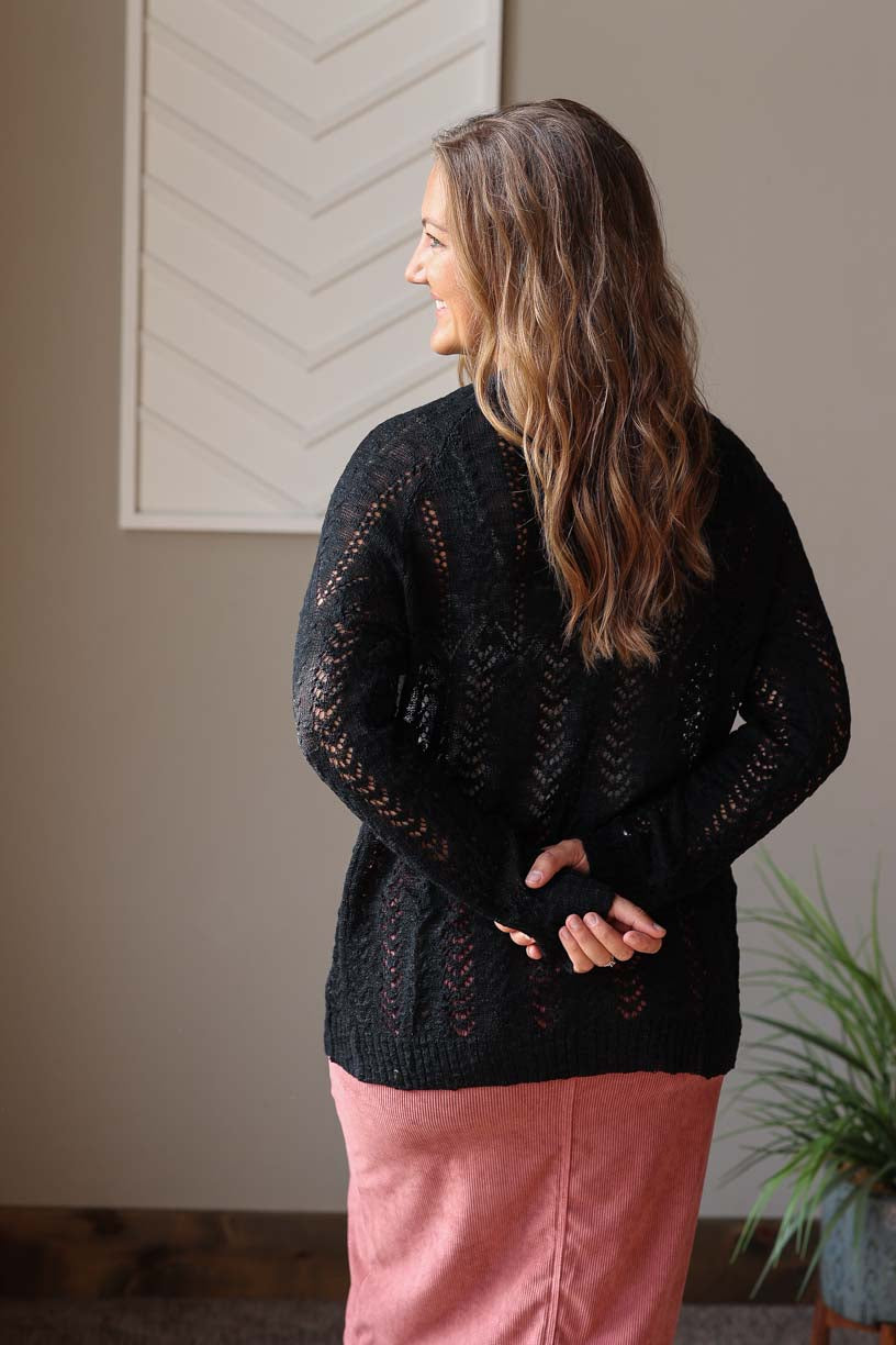 Black Open Front Cardigan