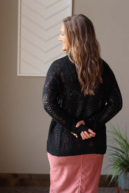 Black Open Front Cardigan