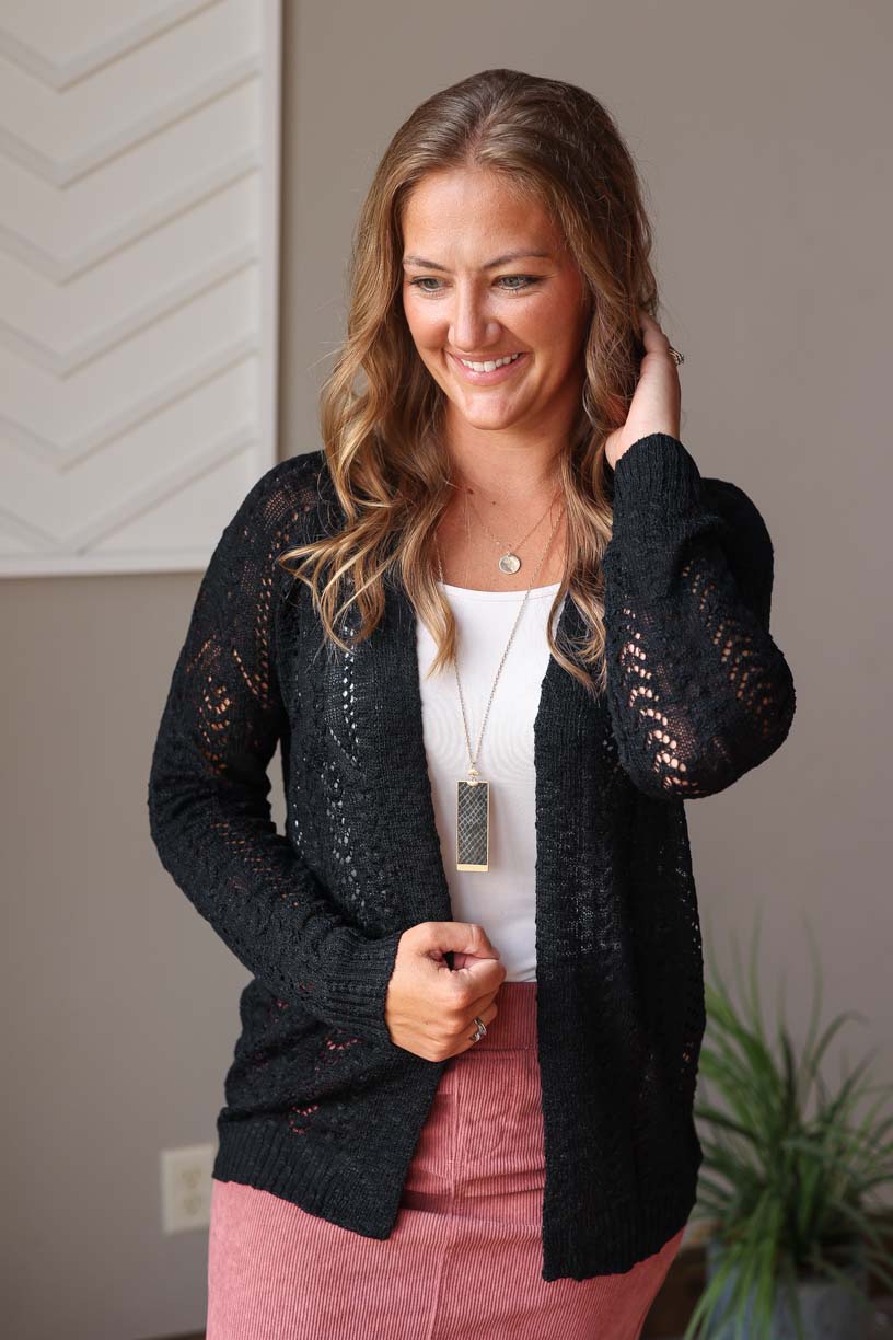 Black Open Front Cardigan