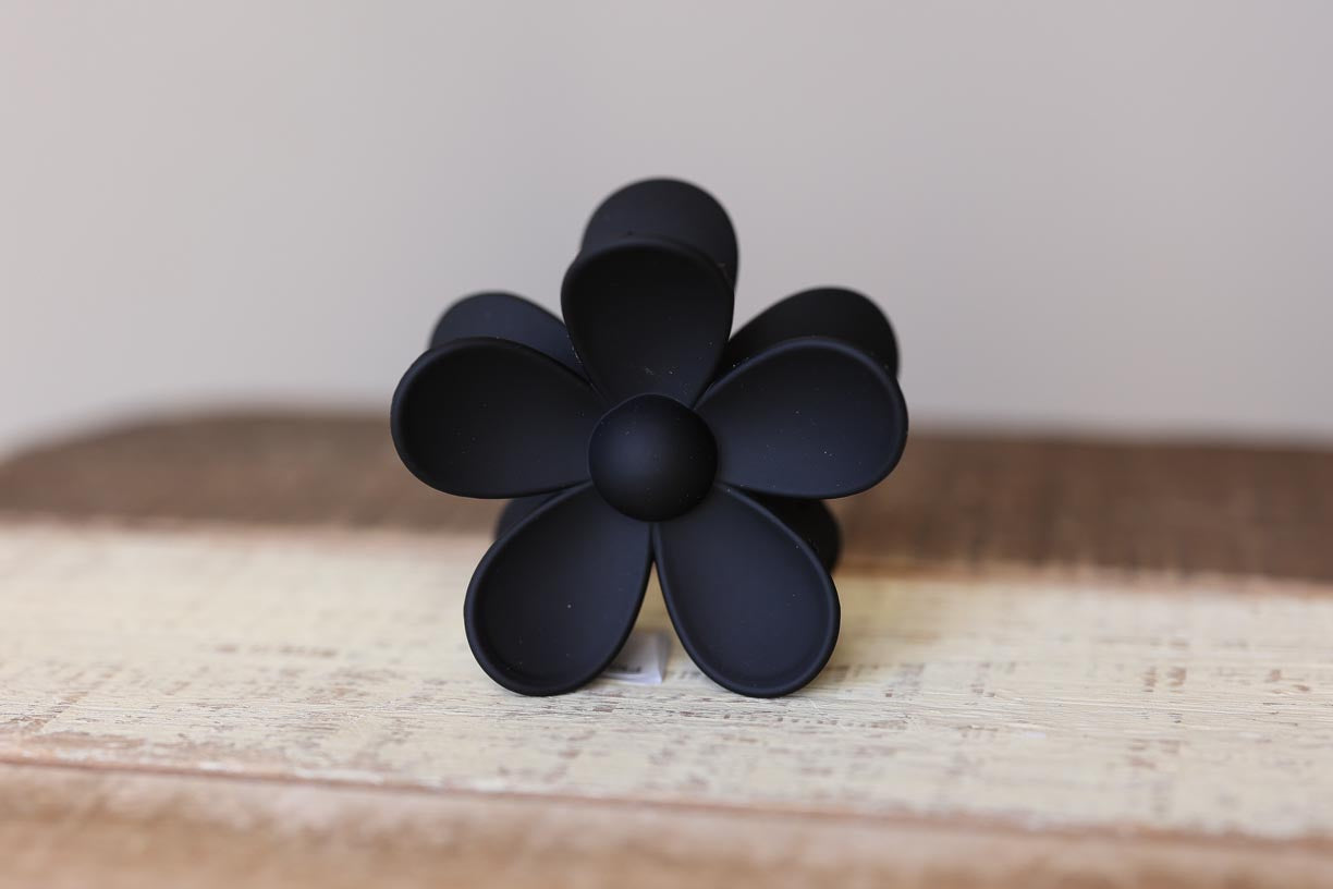 Flower Hair Claw Clip, Black