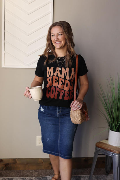 Black "Mama Needs Coffee" Tee • S-2XL PLUS