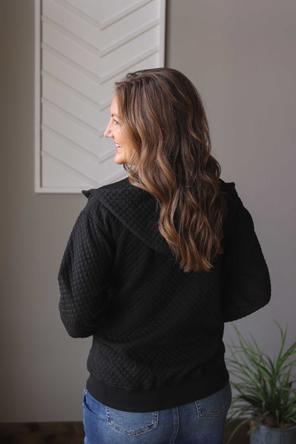 Black Quilted Zipper Jacket