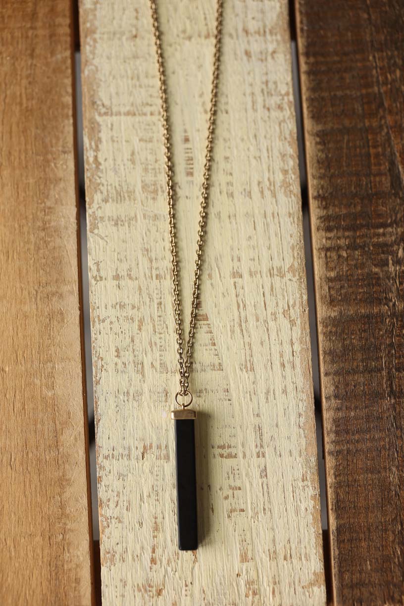 Black Stone Bar Necklace - Gifts for Her 2023 Stocking Stuffer Ideas