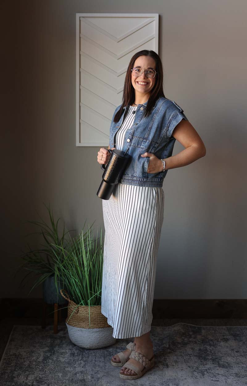 Black White Stripe Sleeveless Maxi Dress
