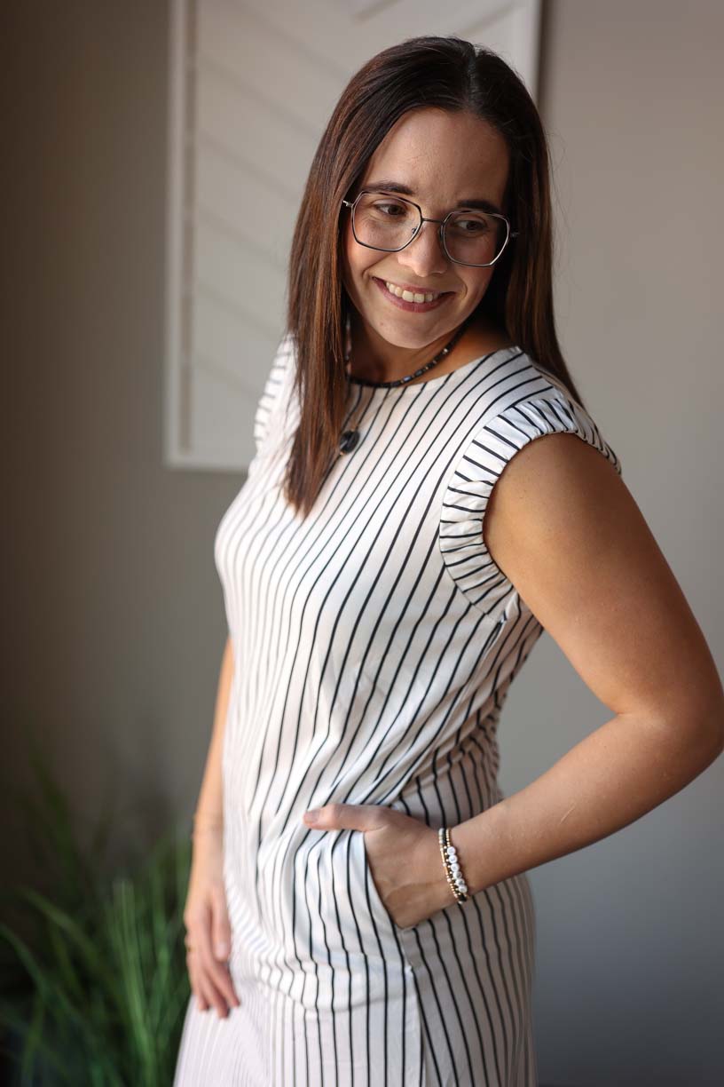 Black White Stripe Sleeveless Maxi Dress